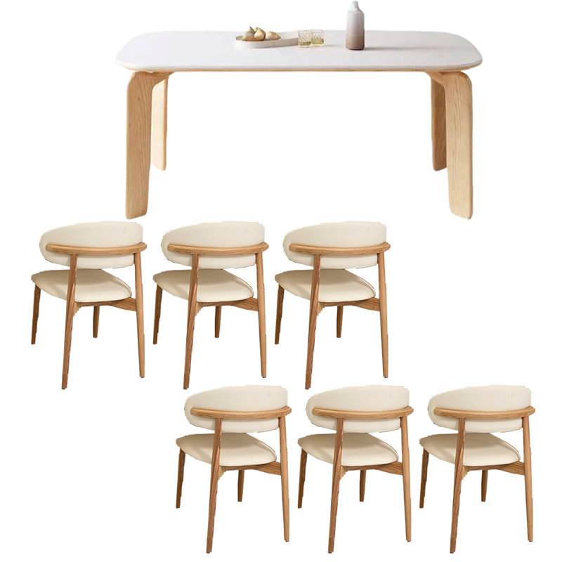 Table de style moderne en bois de frêne, H 29,53 po x L 55,12 po x l 31,5 po