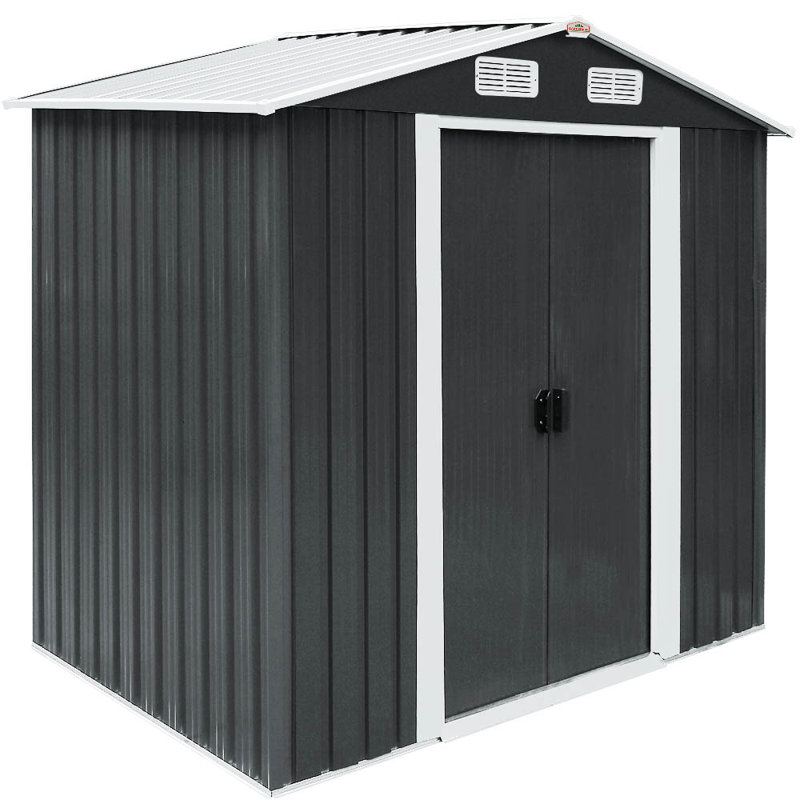 Anwen 312 ft. W x 257 ft. D Metal Steep Slope Storage Shed, Anthracite, 188cm H x 196cm W x 132cm D