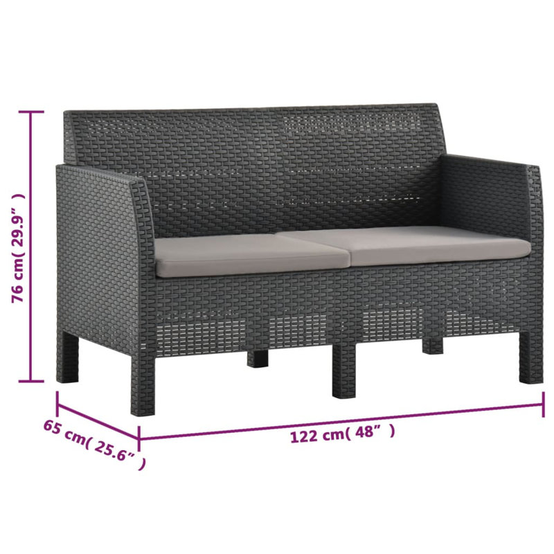 Chaise longue avec coussins 2 pièces Sheniah