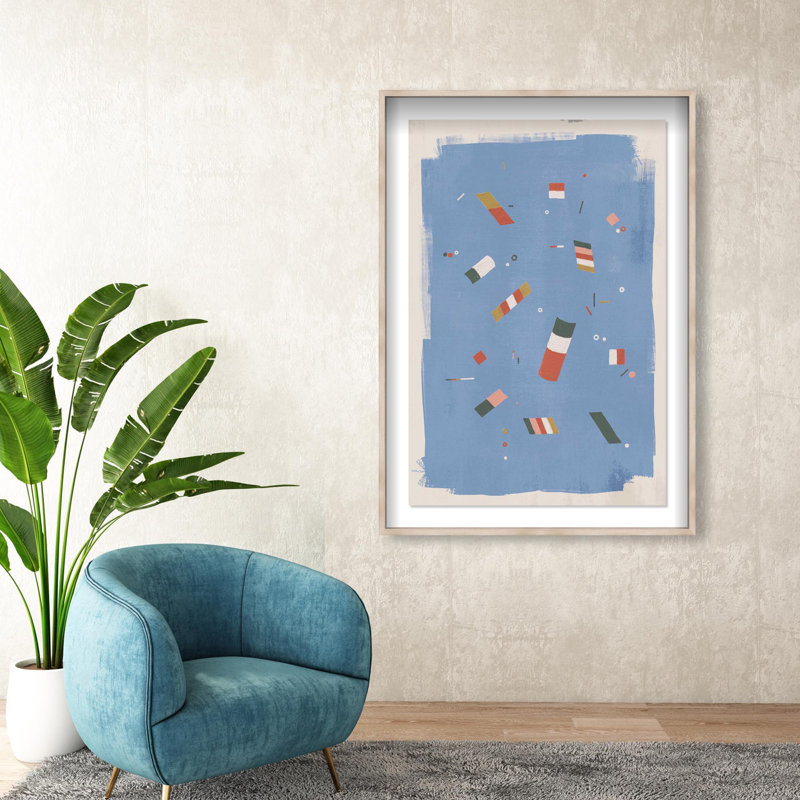 Oliver Gal Floating Blocks Abstract - Luxury Shadowbox Framed Wall Art, 47" H x 32" W, Cream