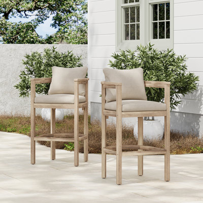 Outdoor Barstool With Cushion, Set Of 2