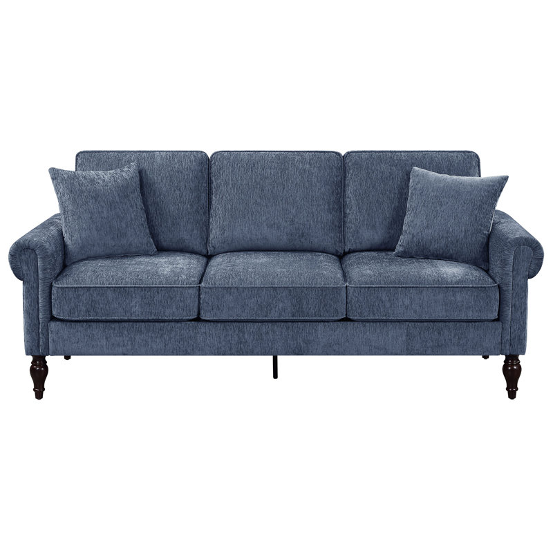 Ekaterini 79.75'' Upholstered Sofa, Blue Chenille