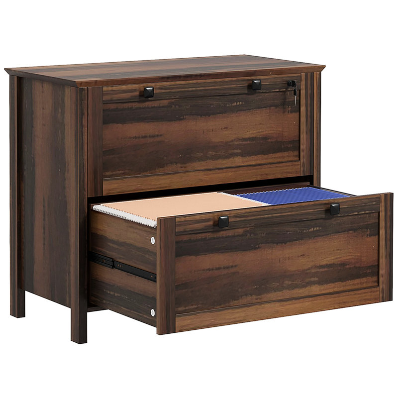 Home Office File Cabinet With Lock, Brown Color. 2 Drawers, Adjustable Hanging Bar For Letter/A4/Legal. Stylish & Functional. 31.1" L X 15.7" W 28.3" H Locked Decor, Brown. 2 Letter, A4, Legal. Safe.
