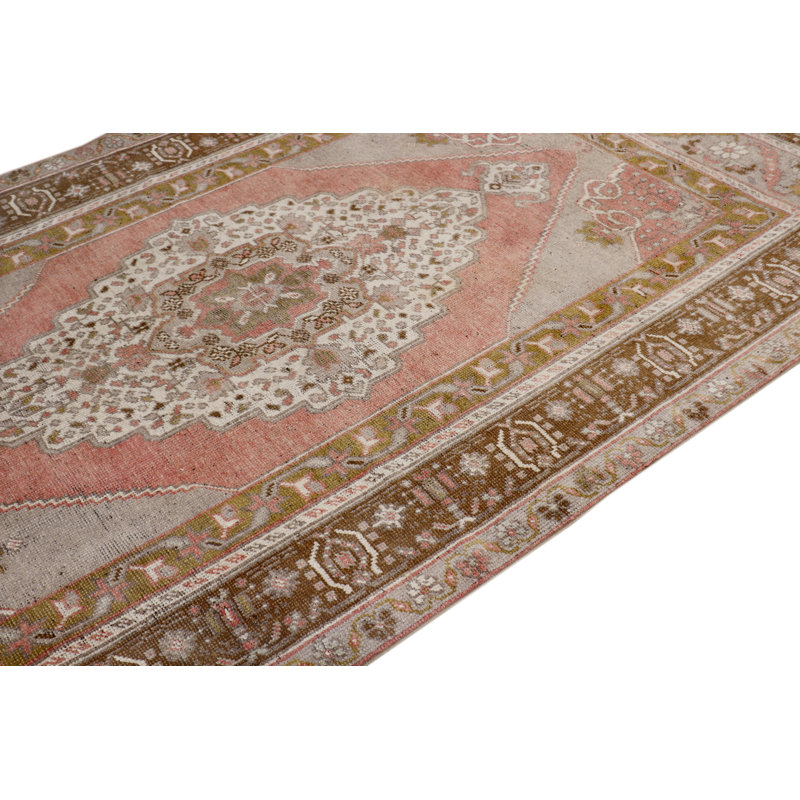 Tapis unique en laine noué à la main brun / rouge 4 pi 7 po x 8 pi 6 po Sivas