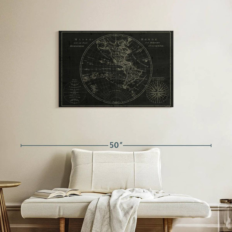 Aliaz Mappemonde Gravure III, H 24 po x l 36 po