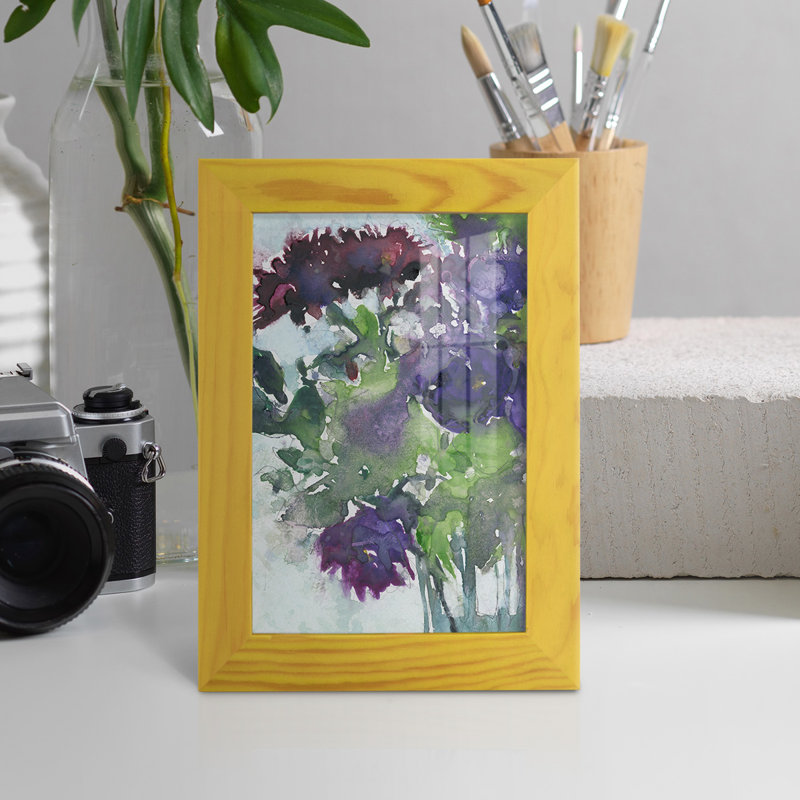 «Florus Garden Wild Things I», impression encadrée sur papier, H 9 po x l 7 po x P 1 po, Jaune tournesol