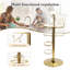 Upholstered Adjustable Height Counter Stool with Metal Frame-428650038-393907101