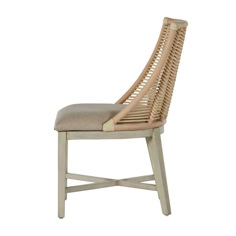Hamlet Linen Slat Back Side Chair in Beige