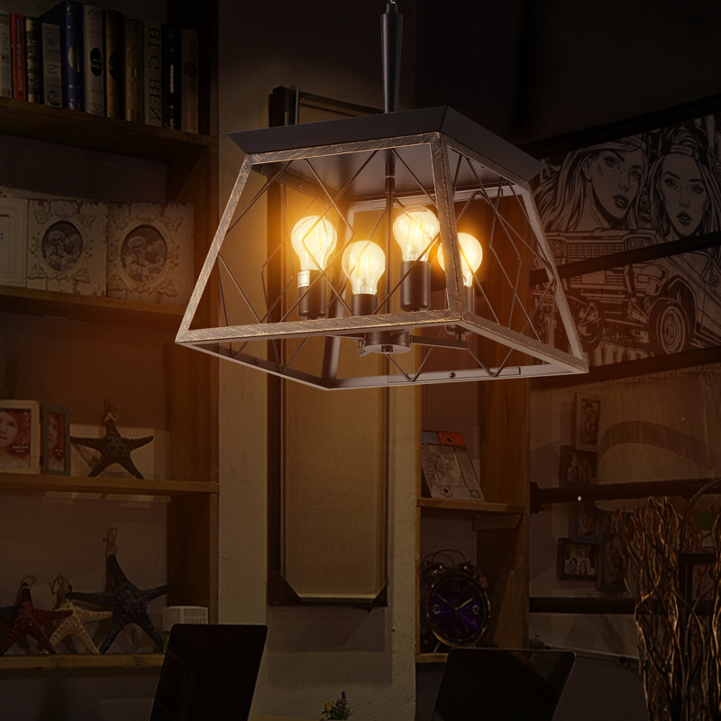 Doré noir 4 - rétro antique - luminaire pour cuisine, salle à manger avec chaîne réglable, Noir
