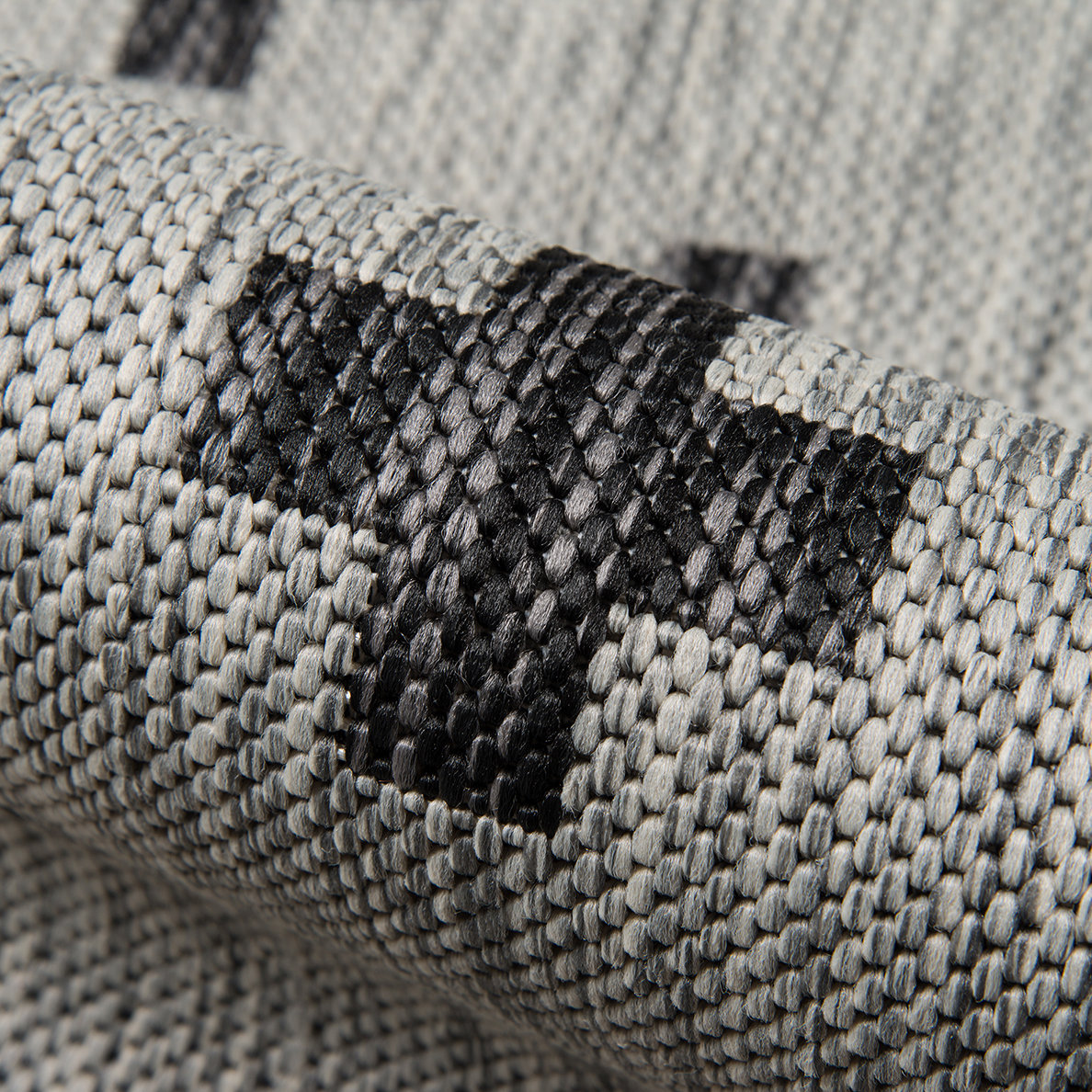 Umbria Striped Geometric Outdoor Rug, Runner 2' x 6', Gray/Black