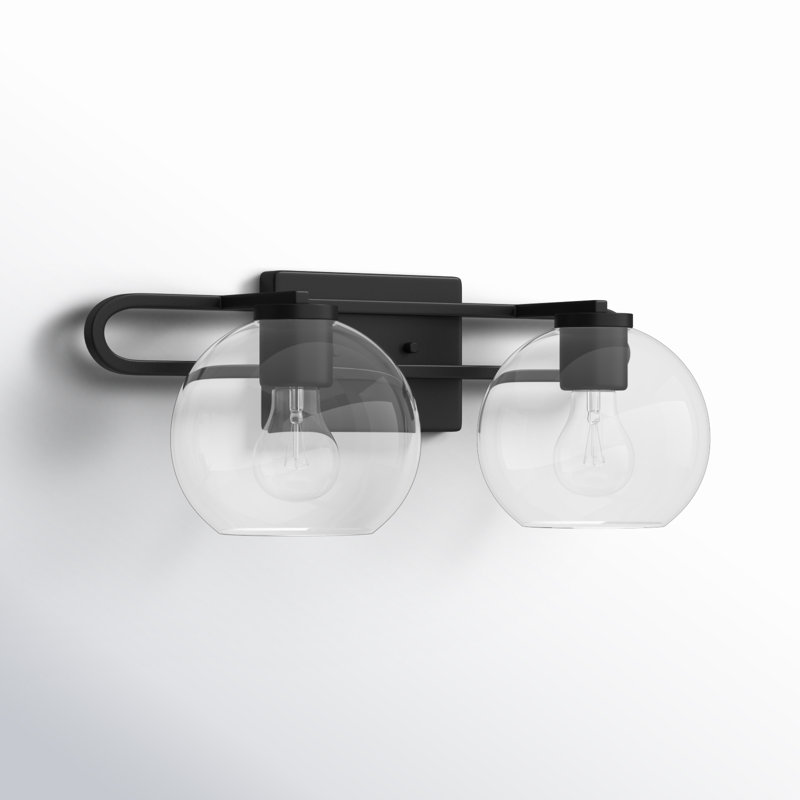 Eveline 2 Light Transparent Dimmable Vanity Light, Midnight Black