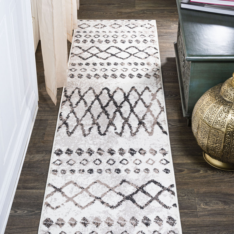Tapis ivoire / brun Kinch, Tapis de couloir 2 pi x 8 pi