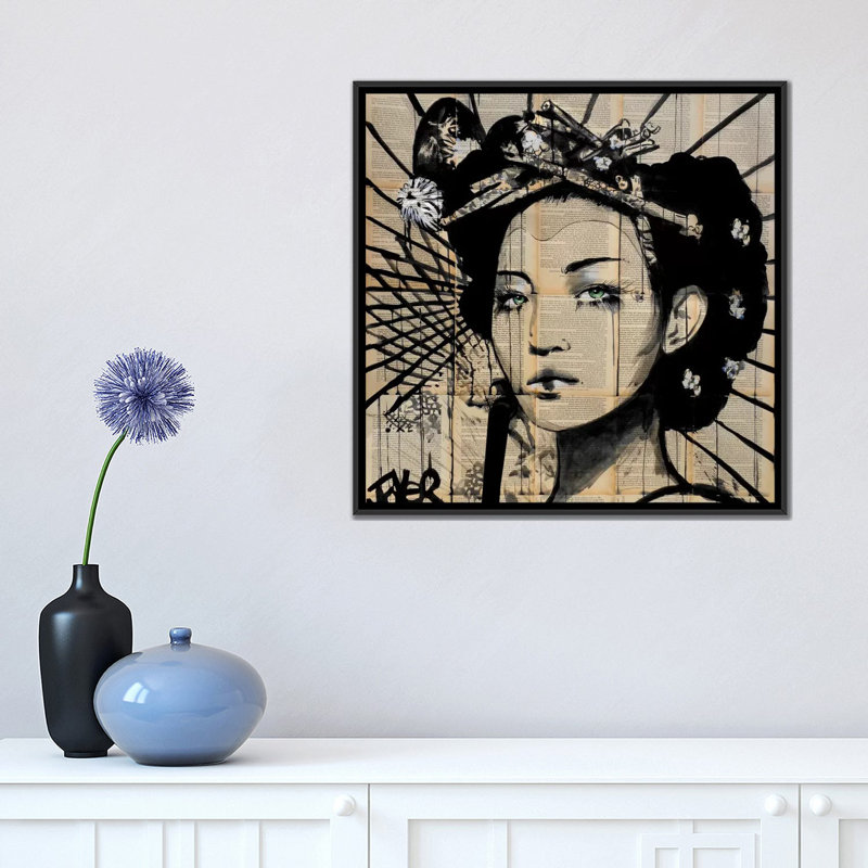 «Lotus», impression sur toile, H 18 po x l 18 po x P 1,5 po, Toile avec cadre noir, Pas de tapis