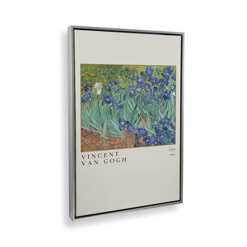 Van Gogh's Irises, reproduction sur toile dans un cadre, H 12,75 po x l 8,75 po, Chrome poli