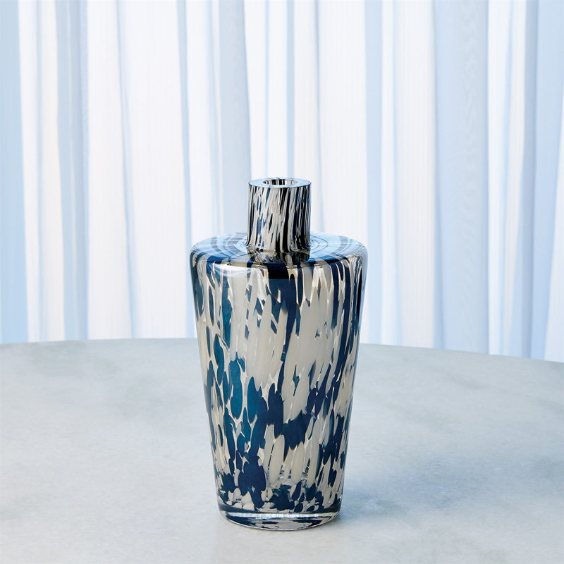 Black and Beige Blown Glass Decorative Table Vase