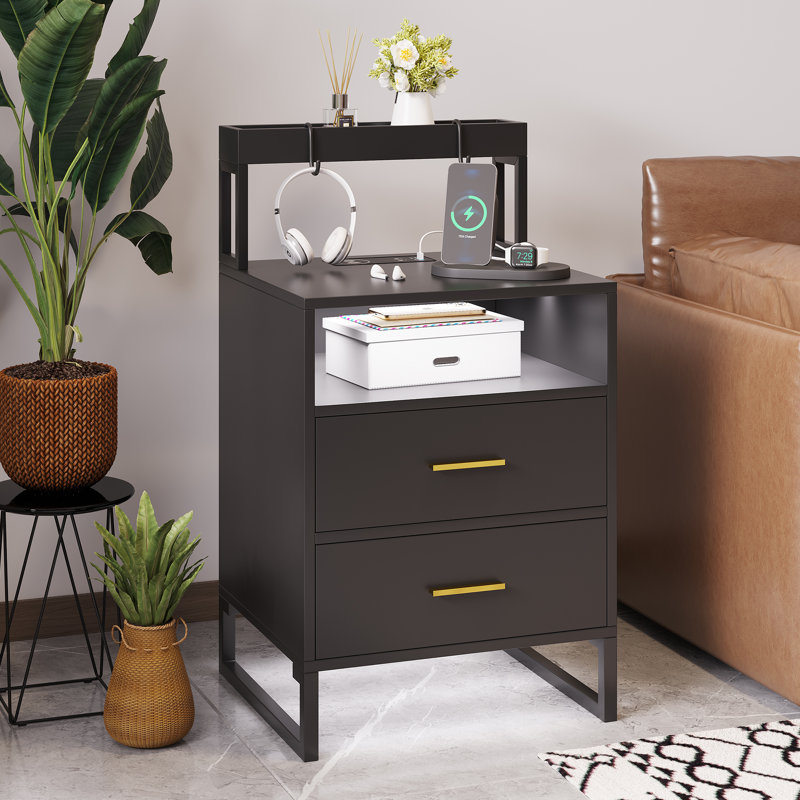 45cm W Bedside Table, Black