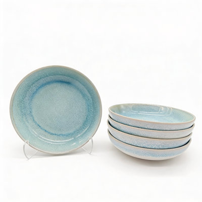 Reactive Blue Glaze Dinnerware Salad Bowl 6pc Set 19.5cm