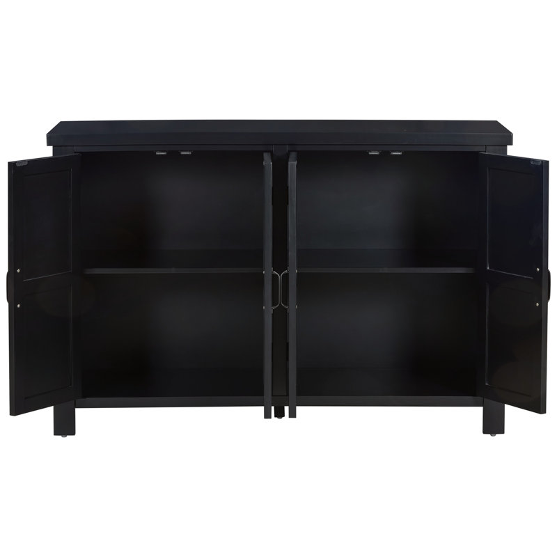 Buffet polyvalent 4 portes avec fabrication robuste et tablettes réglables pour la maison, Noir
