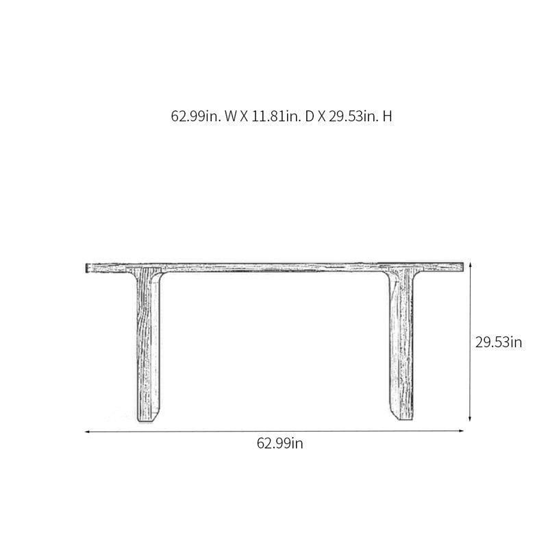Modern Minimalist Console Table, Brown, 29.53" H x 62.99" W x 11.81" D