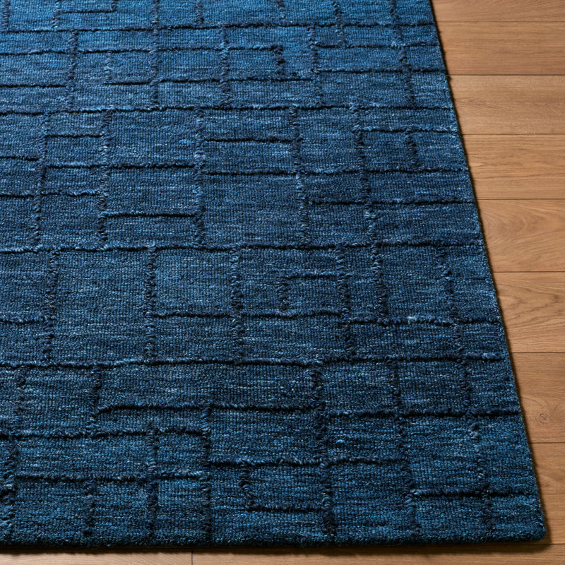 Tapis fait à la main Matterhorn, Bleu minuit / denim, Rectangulaire 8 pi x 10 pi