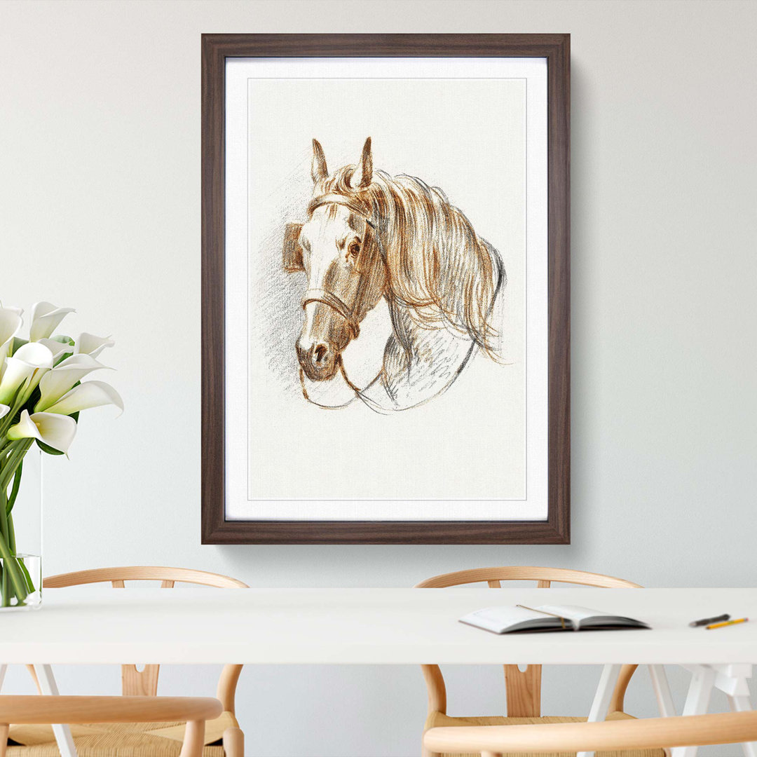 Head of a Horse with Blinkers by Jean Bernard - Picture Frame Drawing Print
