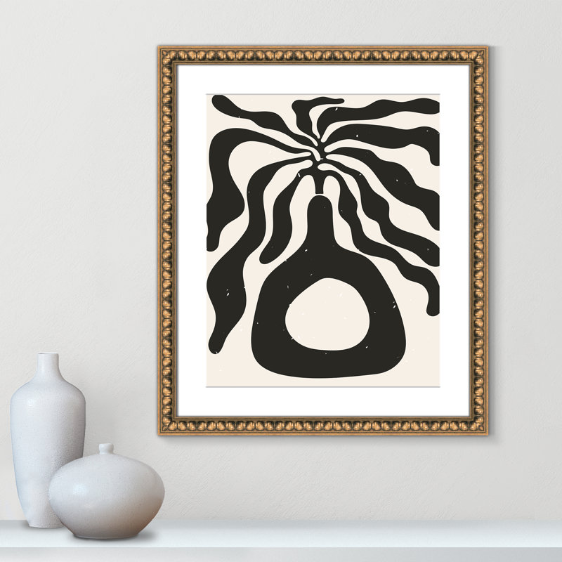«Henri Matisse», reproduction d'algues noires par Stanley, L 22,5 po x H 26,5 po, Imprimé mat, Perles de feuilles dorées