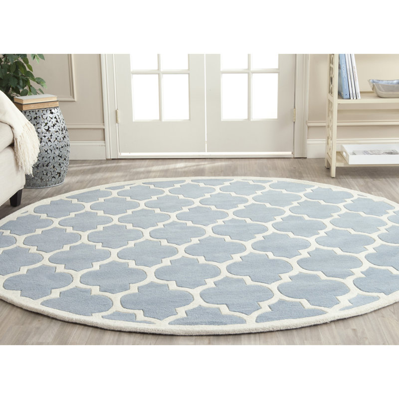 Carolene Hand Tufted Wool Geometric Rug, Round 7'