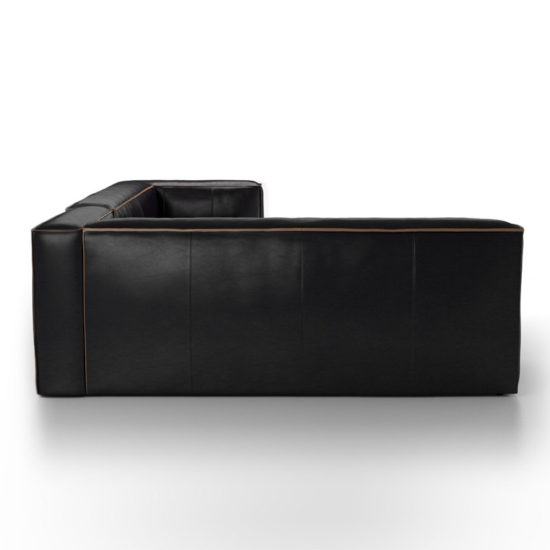 Strom 120" Leather Sectional, Left Hand Facing, Natural Washed Sand Top Grain Leather