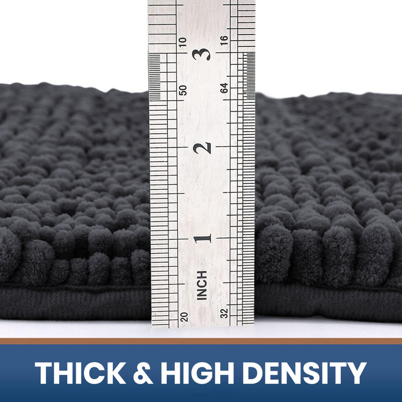 Chenille Non-Slip Non-Slip Bath Mat, 40cm Width X 60cm Length, Black