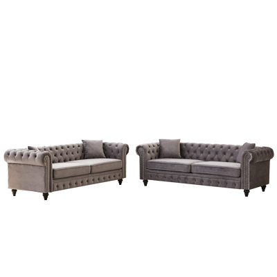 Salon moderne avec un tissu en velours doux, un design classique et des coussins en mousse à haute densité pour 6 sièges d'appoint