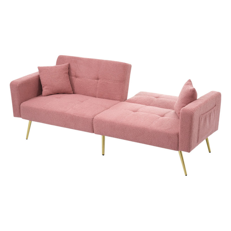 3 Seater Fabric Sofa Bed, Pink