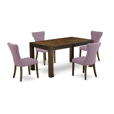 Geib Kitchen Dining Set- Parsons Dining Chairs with Fabric Seat - Rectangular Table by Three Posts