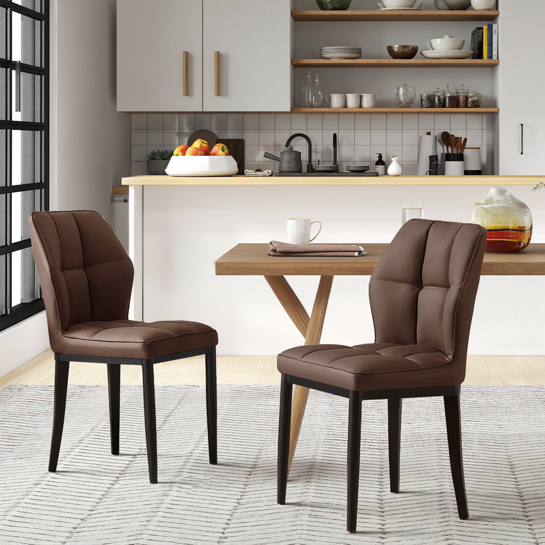 Faux Leather Dining Chairs, Upholstered Wide Backrest High Back Kitchen Chairs