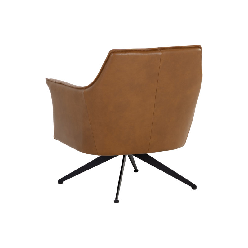 Leather Swivel Lounge Chair, Brown Genuine Leather