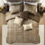Édredon 6 pièces avec coussins décoratifs - double / grand, 100%, motif de feuilles, tissu double / grand lavable, conception, rembourrage, machine