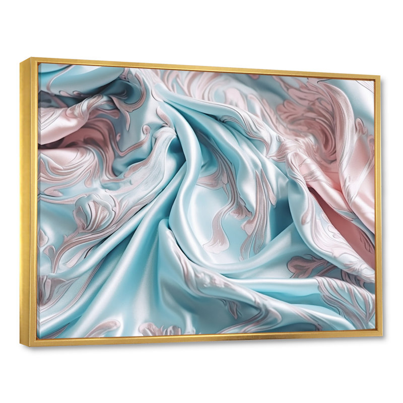 Rose bleu, couleurs dansantes IV, H 12 po x l 20 po x P 1 po, Toile avec cadre flottant or