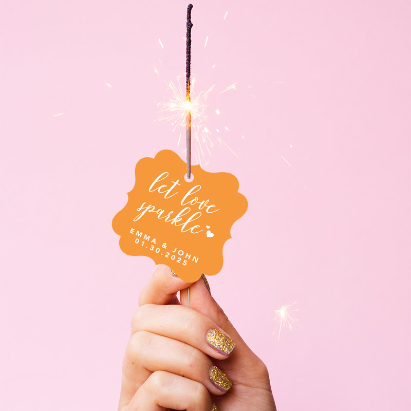 Cadre personnalisé sur mesure Let Love Sparkle, Orange