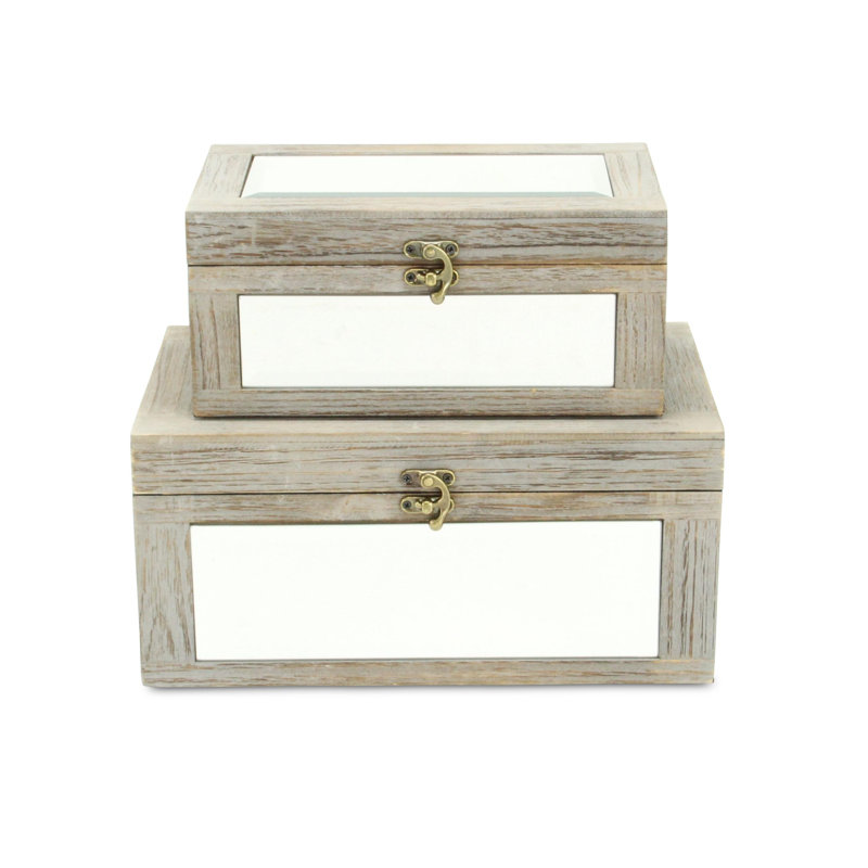 2 Piece Mirrored Decorative Box Set