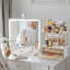 Organisateur de maquillage à 2 niveaux et 2 tiroirs pour le comptoir de salle de bain, le rangement de soins de la peau et de la coiffeuse, plateaux robustes en PET avec cadre en métal, assemblage facile sans outils, organisateur polyvalent pour les cos-1483633618