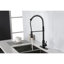 Robinet de cuisine à douchette extractible - Acier inoxydable, noir mat, revêtement anticorrosion, contrôle de l'écoulement de l'eau en acier, conception à un trou