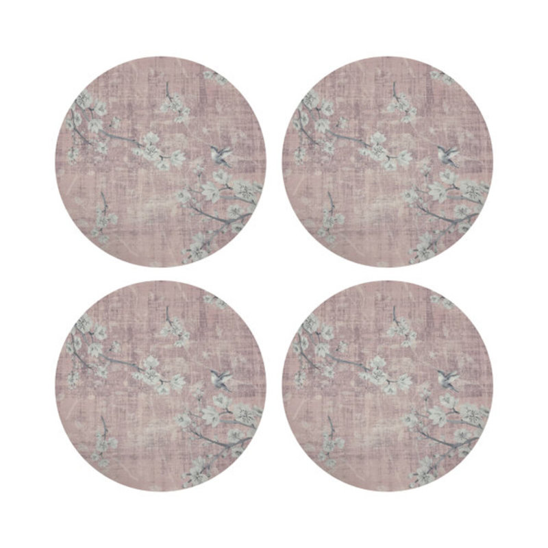 Blossom Fantasia Pebble 16" Vinyl Placemat, Soft Pink