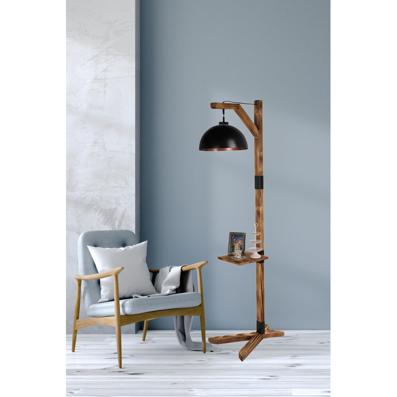 Burney 185cm Tray Table Floor Lamp, Brown