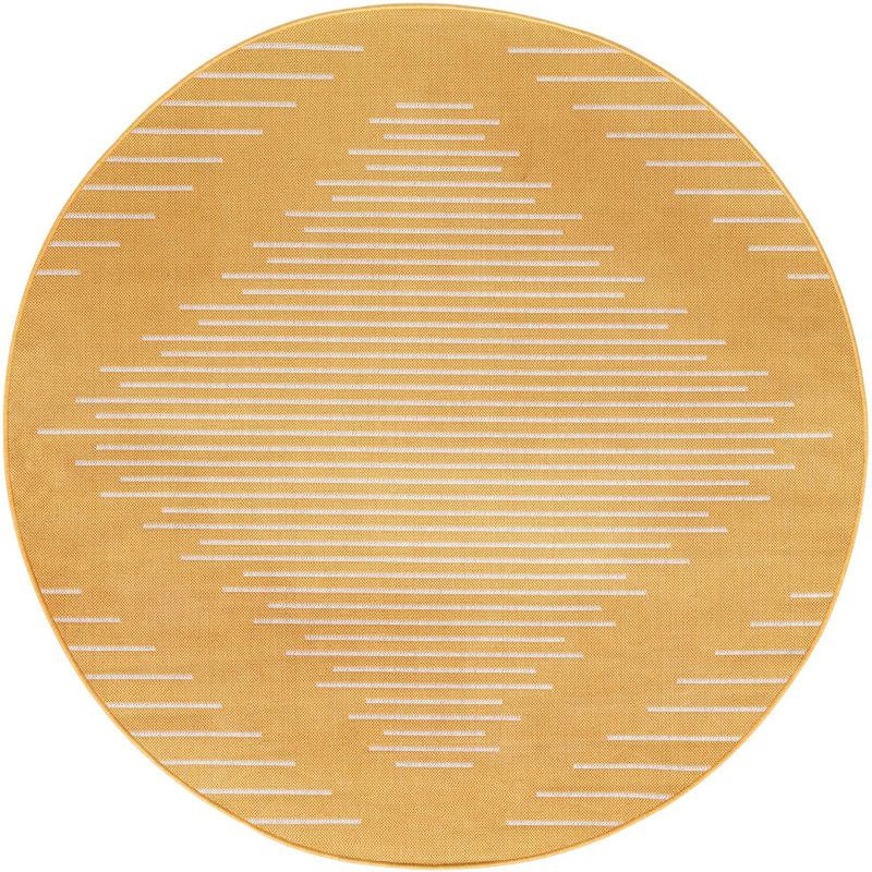 Tapis géométrique en polypropylène tissé à la machine Wallington, Rond 6 pi