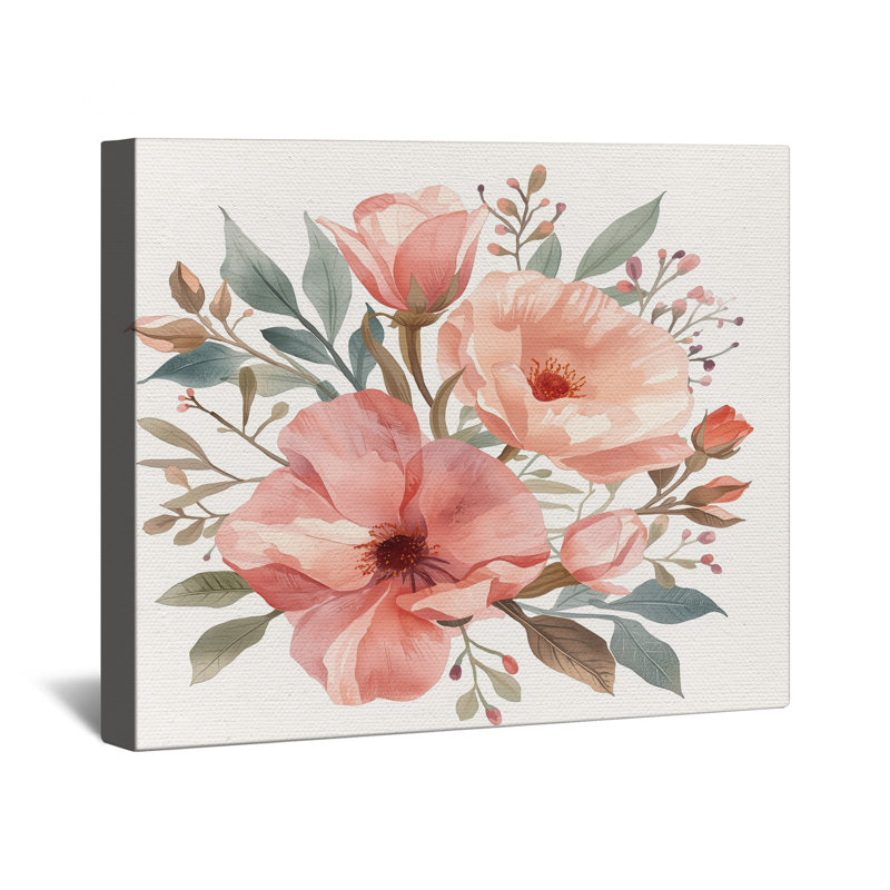 Toile de galerie rose avec bouquet de fleurs roses en plusieurs tailles, 32 po x 32 po
