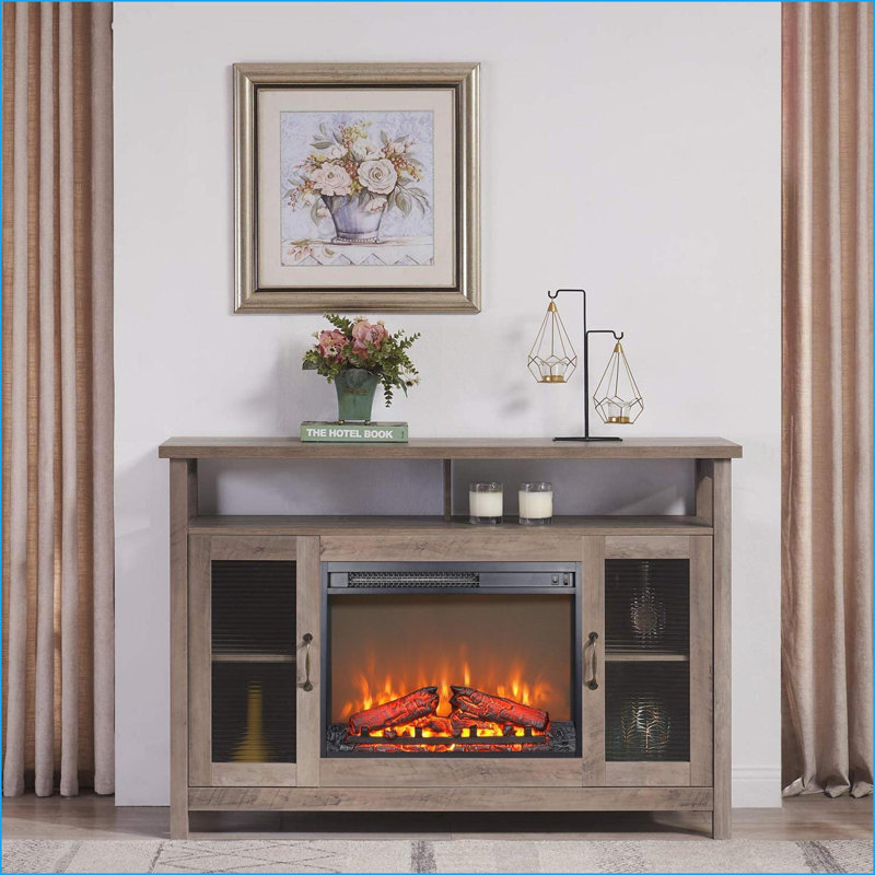 Electric Fireplace Insert 23 Inch with Realistic Flame, Log Set, Overheating Protection | Electric | Tempered Glass+Sheet Metal