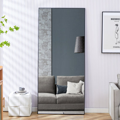 Miroir long à cadre en bois massif de la quatrième génération, miroir de vestibule, vestibule de chambre à coucher, miroir décoratif, magasin de vêtements, miroir de plancher au plafond, fixation murale. 71 po x 31,4 po, miroir