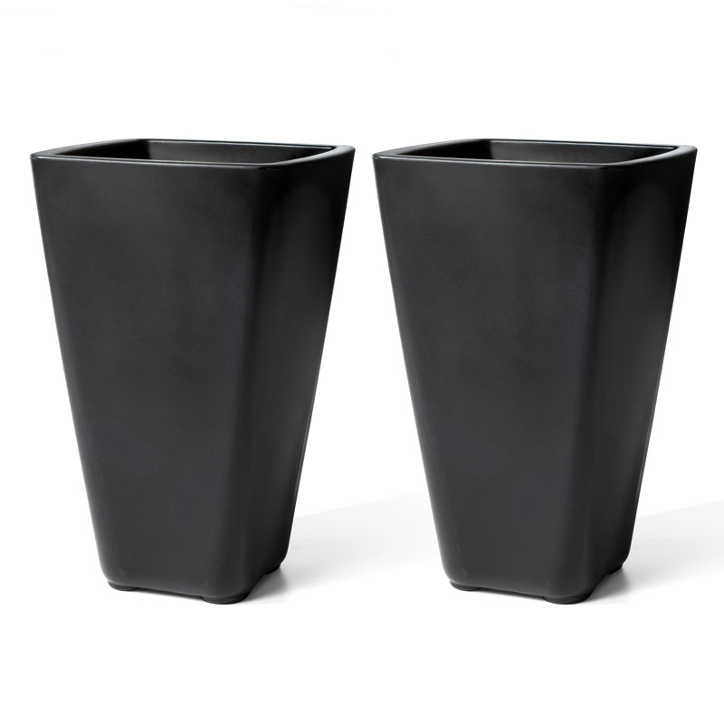Bridgeview Dark Cedar Square Tapered Self-Watering Planter, 32 Gallon