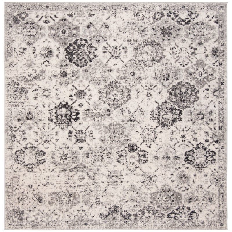 Newhouse Oriental Silver/Gray Area Rug, Square 11'