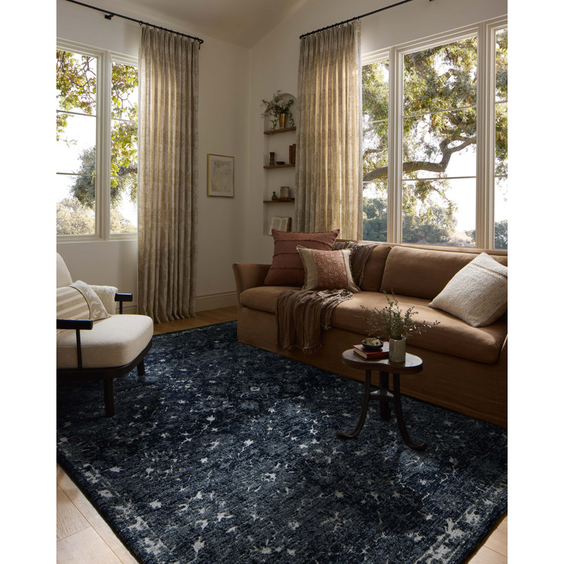 Tapis bleu marine / ivoire Loloi Percival, Rectangle 8 pi 6 po x 12 pi