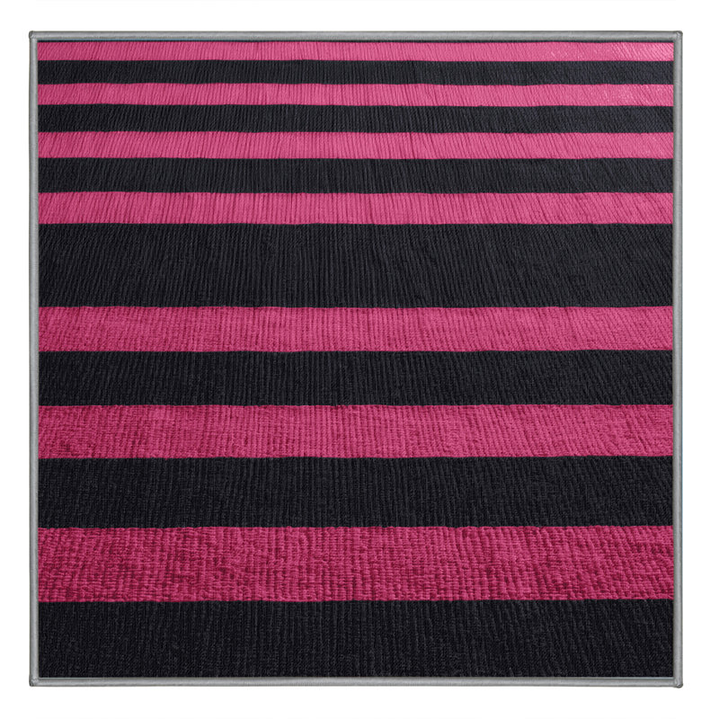 Tapis mauve à rayures horizontales lavable à la machine, Carré 7 pi